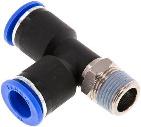 [F25GG] Racor en T en ángulo recto de 12mm x R3/8'' con rosca macho Latón/PA 66 NBR Giratorio