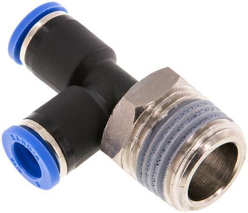 [F25GJ] Racor en T en ángulo recto de 8mm x R1/2'' con rosca macho Latón/PA 66 NBR Giratorio