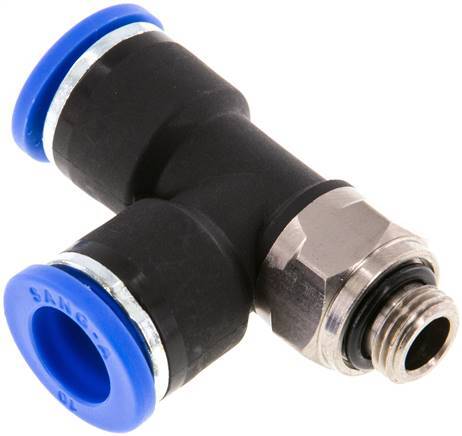 [F25GY] Racor en T en ángulo recto de 10mm x G1/8'' con rosca macho Latón/PA 66 NBR Giratorio