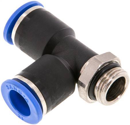 [F25H9] Raccord enfichable en T à angle droit 12mm x G3/8'' avec filetage mâle Laiton/PA 66 NBR orientable