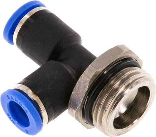 [F25HB] Raccord enfichable en T à angle droit 8mm x G1/2'' avec filetage mâle Laiton/PA 66 NBR orientable