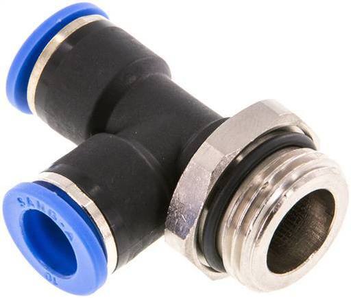 [F25HC] Raccord enfichable en T à angle droit 10mm x G1/2'' avec filetage mâle Laiton/PA 66 NBR orientable