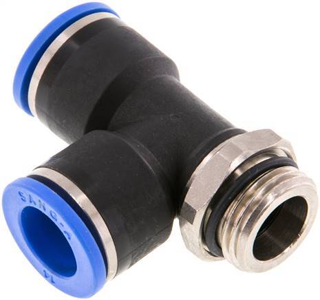 [F25HE] Raccord enfichable en T à angle droit 14mm x G1/2'' avec filetage mâle Laiton/PA 66 NBR orientable