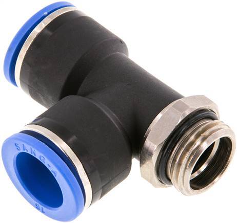[F25HF] Raccord enfichable en T à angle droit 16mm x G1/2'' avec filetage mâle Laiton/PA 66 NBR orientable