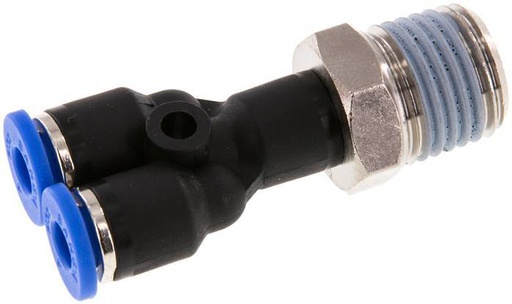 [F25HM] Racor en Y de 4mm x R1/4'' con rosca macho Latón/PA 66 NBR Giratorio