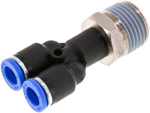 [F25HW] Raccord enfichable en Y 8mm x R1/2'' avec filetage mâle Laiton/PA 66 NBR rotatif