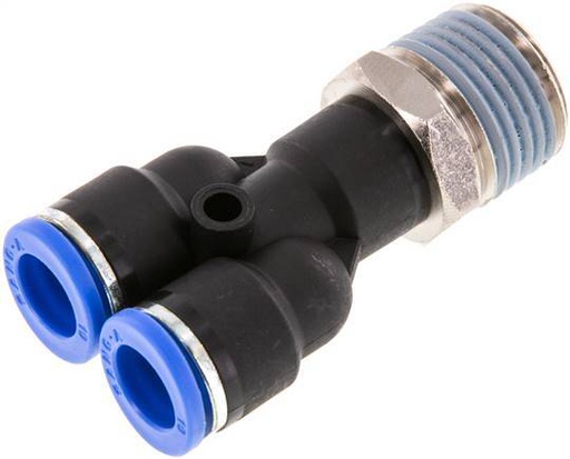 [F25HX] Racor rápido en Y de 10 mm x R1/2'' con rosca macho Latón/PA 66 NBR Giratorio
