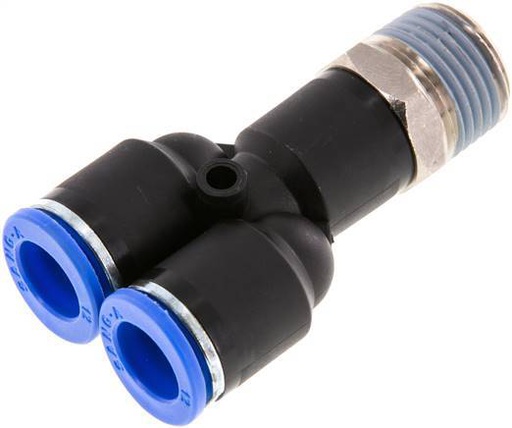 [F25HY] Racor rápido en Y de 12 mm x R1/2'' con rosca macho Latón/PA 66 NBR Giratorio