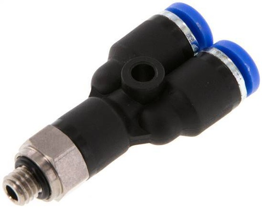 [F25HZ] Raccord enfichable 4mm x M 5 Y à filetage mâle Laiton/PA 66 NBR Rotatif