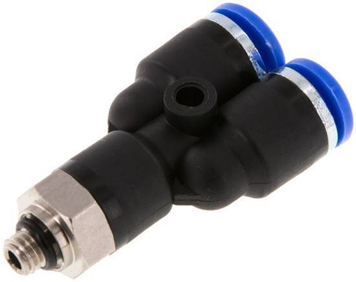 [F25J2] Racor rápido 6mm x M 5 Y con rosca macho Latón/PA 66 NBR Orientable