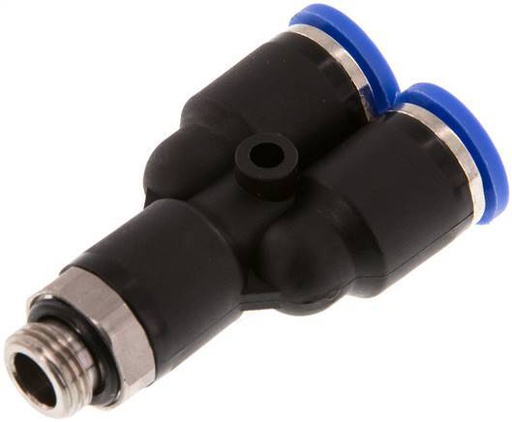 [F25J5] Raccord enfichable en Y 8mm x G1/8'' avec filetage mâle Laiton/PA 66 NBR Rotatif