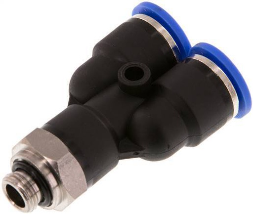 [F25J6] Raccord enfichable en Y 10mm x G1/8'' avec filetage mâle Laiton/PA 66 NBR Rotatif