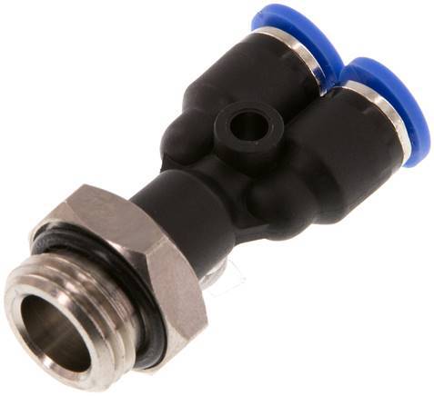 [F25J7] Racor rápido en Y de 4mm x G1/4'' con rosca macho Latón/PA 66 NBR Giratorio