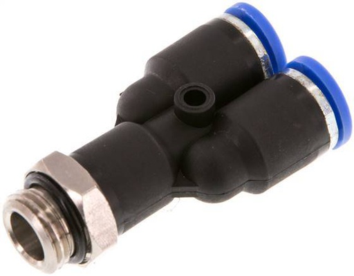 [F25J9] Raccord enfichable en Y 8mm x G1/4'' avec filetage mâle Laiton/PA 66 NBR Rotatif