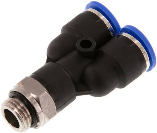 [F25JA] Raccord enfichable en Y 10mm x G1/4'' avec filetage mâle Laiton/PA 66 NBR rotatif