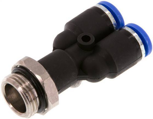 [F25JD] Raccord enfichable en Y 8mm x G3/8'' avec filetage mâle Laiton/PA 66 NBR Rotatif