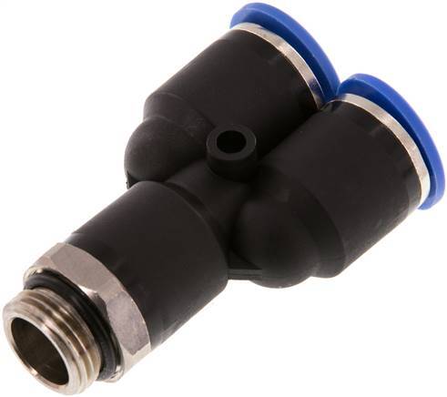 [F25JF] Raccord enfichable en Y 12mm x G3/8'' avec filetage mâle Laiton/PA 66 NBR rotatif