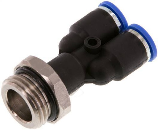 [F25JG] Raccord enfichable en Y 8mm x G1/2'' avec filetage mâle Laiton/PA 66 NBR Rotatif