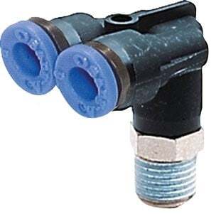 [F25JU] Raccord enfichable en Y 12mm x R3/8'' avec filetage mâle laiton/PBT NBR rotatif