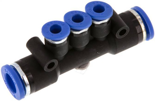 [F25P8] Raccord enfichable à 3 voies pour collecteur 4mm x 8mm Laiton/PA 66 NBR