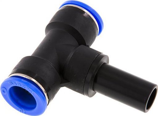 [F25RQ] Raccord enfichable en T 16mm x 16mm avec bouchon PBT NBR