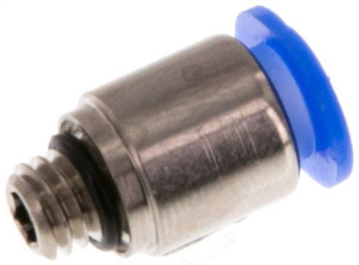 [F25WB] Racor rápido 6mm x M 6 con rosca macho Latón/POM NBR Interior Hexágono Diseño compacto
