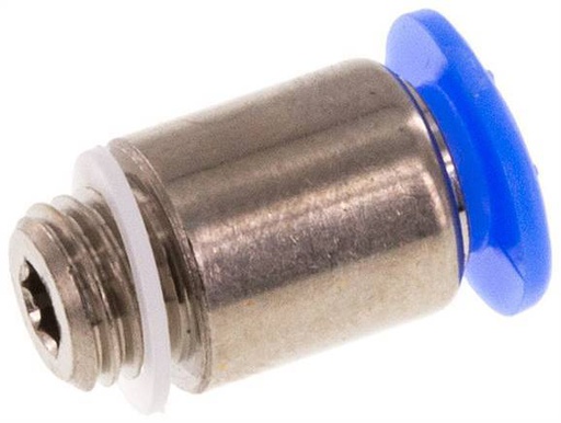 [F25WK] 4mm x M 6 x 0.75 Raccord enfichable à filetage mâle Laiton/POM NBR Hexagone intérieur Design compact