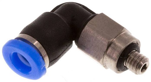 [F25WT] raccord enfichable coudé 3mm x M 3 90deg à filetage mâle Acier/PBT NBR Manchon court rotatif Conception compacte