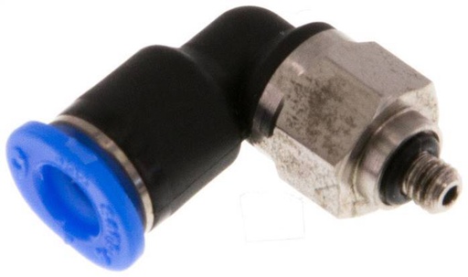 [F25WU] raccord enfichable coudé 4mm x M 3 90deg à filetage mâle Acier/PBT NBR Manchon court rotatif Conception compacte
