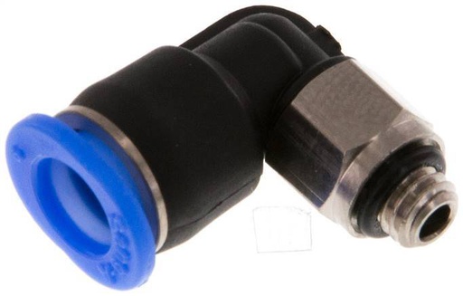 [F25WX] raccord enfichable coudé 90° 6mm x M 5 avec filetage mâle Laiton/PBT NBR Manchon court rotatif Design compact