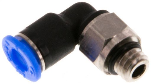 [F25WZ] raccord enfichable coudé 4mm x M 6 90deg avec filetage mâle Laiton/PBT NBR Manchon court rotatif Design compact