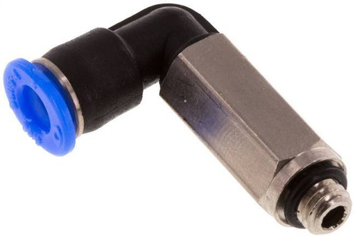 [F25XC] Raccord enfichable coudé 4mm x M 5 90deg avec filetage mâle Laiton/PBT NBR Manchon long rotatif Design compact