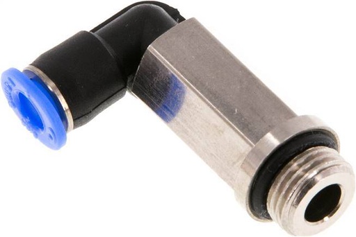 [F25XK] Raccord enfichable coudé 90deg 4mm x G1/8'' avec filetage mâle Laiton/PBT NBR Manchon long rotatif Design compact