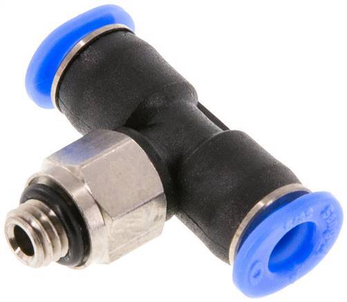 [F25XW] Té en ligne 4mm x M 5 Raccord enfichable à filetage mâle Laiton/PBT NBR rotatif Conception compacte