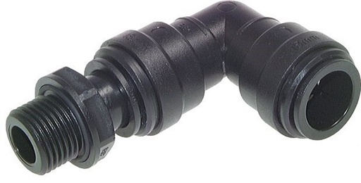 [F2627] 15mm x G3/8'' 90deg Elbow Push-in Fitting with Male Threads POM NBR Rotatable