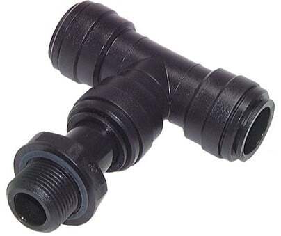 [F262E] 15mm x G3/8'' Inline Tee Push-in Fitting with Male Threads POM NBR FDA Rotatable