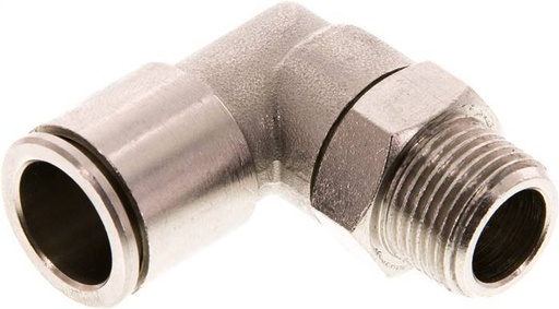 [F26B4] raccord enfichable coudé 90deg 14mm x R3/8'' à filetage mâle laiton FKM rotatif