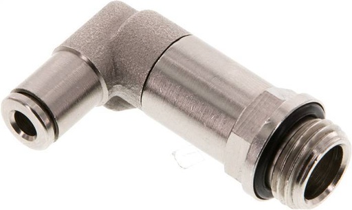 [F26BC] Raccord enfichable coudé 90deg 4mm x G1/4'' avec filetage mâle Laiton NBR Manchon long rotatif