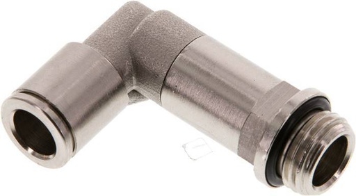 [F26BE] Raccord enfichable coudé 90deg 8mm x G1/4'' avec filets mâles Laiton NBR Manchon long rotatif