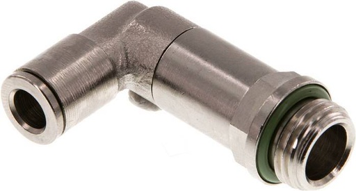 [F26BM] 6mm x G1/4'' 90deg Winkel-Steckverschraubung mit Außengewinde Messing FKM lange Hülse