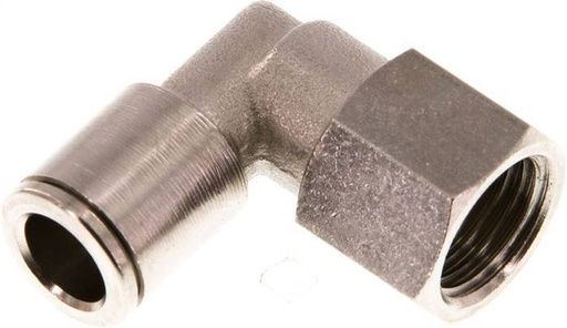 [F26BU] 8mm x G1/4'' 90deg Elbow Push-in Fitting with Female Threads Brass NBR Rotatable