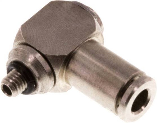 [F26BW] Raccord enfichable coudé en L 3mm x M 3 90deg avec filetage mâle Laiton NBR Rotatif