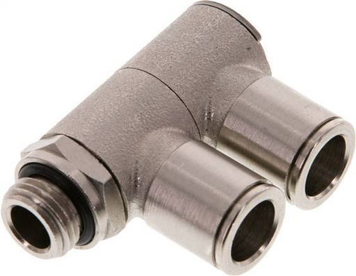 [F26CJ] 10mm x G1/4'' 2-way Manifold Push-in Fitting with Male Threads Brass NBR Rotatable