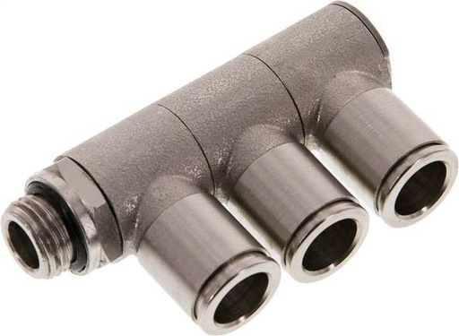 [F26CS] Racor de 3 vías con rosca macho 10mm x G1/4'' Latón NBR Giratorio