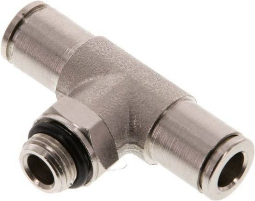 [F26CW] 6mm x G1/8'' Inline T-Stück Steckverschraubung mit Außengewinde Messing NBR drehbar