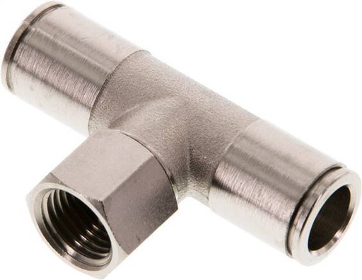 [F26DX] 10mm x G1/4'' Inline Tee Push-in Fitting with Female Threads Brass NBR Rotatable