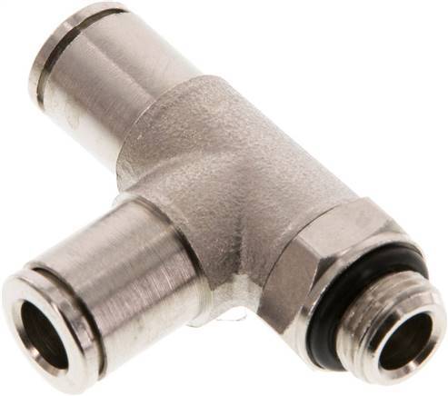 [F26EB] 6mm x G1/8'' rechtwinkliges T-Stück Steckverschraubung mit Außengewinde Messing NBR drehbar