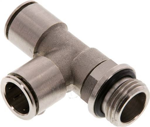 [F26EQ] 14mm x G1/2'' rechtwinkliges T-Stück Steckverschraubung mit Außengewinde Messing NBR drehbar