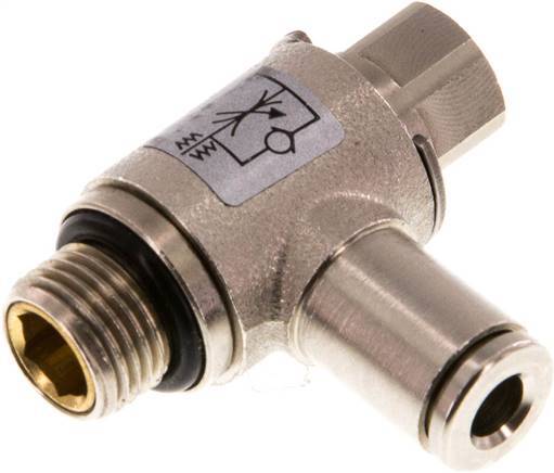 [F26N2] Flow Control Valve Meter-Out Elbow 4 mm - G1/8'' Brass Slotted Screw