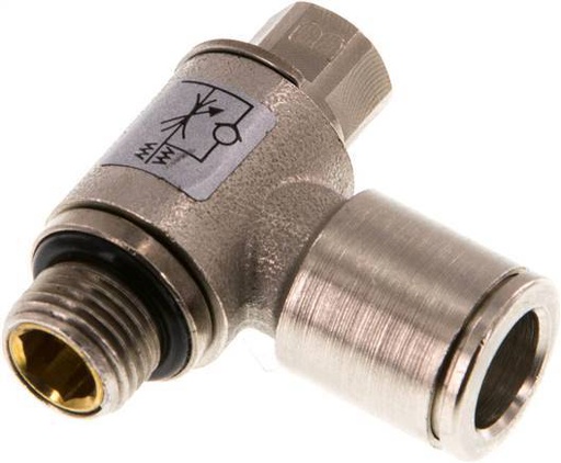 [F26N4] Flow Control Valve Meter-Out Elbow 8 mm - G1/8'' Brass Slotted Screw